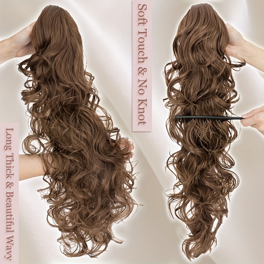 claw on ponytail extensions with drawstring long thick wavy clip in hair extension 24inch 60cm ponytail curly hairpieces jaw ponytail extensions   blonde   drawstring ponytail synthetic soft hairpiece heat resistant hair pieces gift details 6