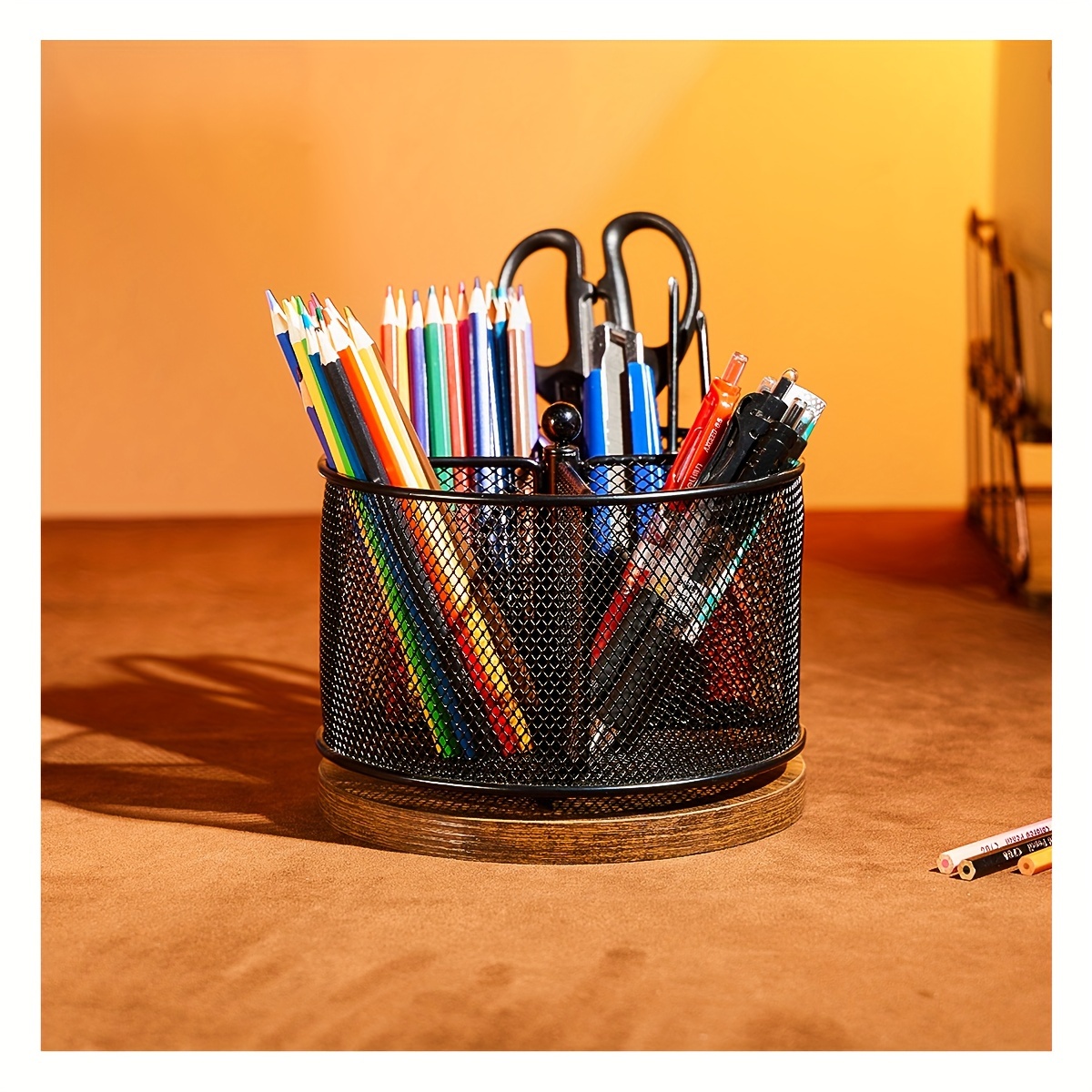 

360° Supplies Storage Box, Rotating Pencil Holder Stand Art Supplies Desktop Storage Rack, Holds 200 Pencils, Office Supplies, School Office Supplies, For Art Supplies, Markers, Pencils, Art Brushes