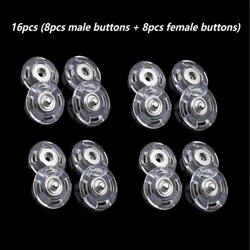Image of 16/32pcs Transparent Invisible Snap Buttons - Secure, Invisible Fasteners For Sweaters And Shirts, Outerwear, Knitwear, Non-exposure Design