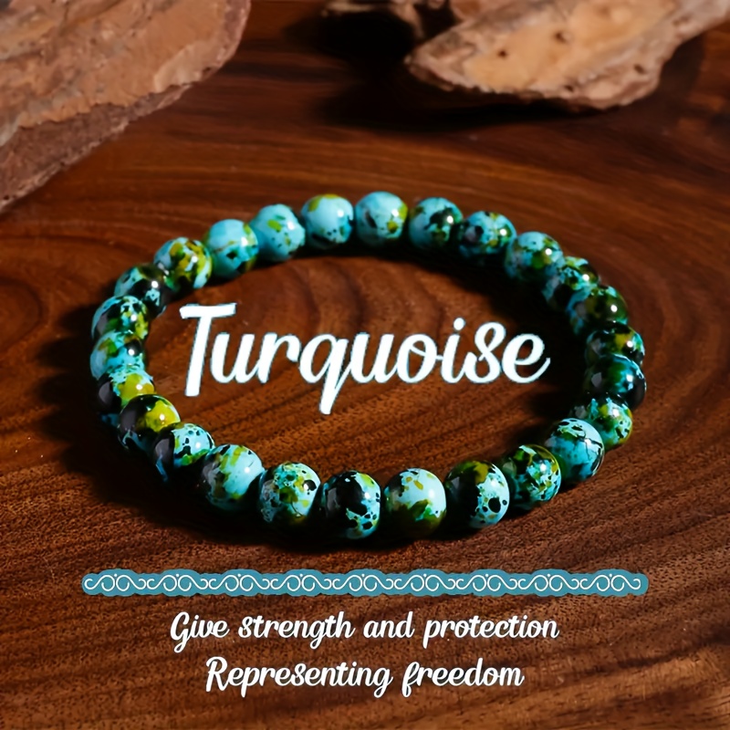 A Rejuvenating Bracelet Featuring 8mm Turquoise Beads - For Relax, Mental Balance, And Improved Communication. Natural Material May Have And , Which Are Not Quality Defects