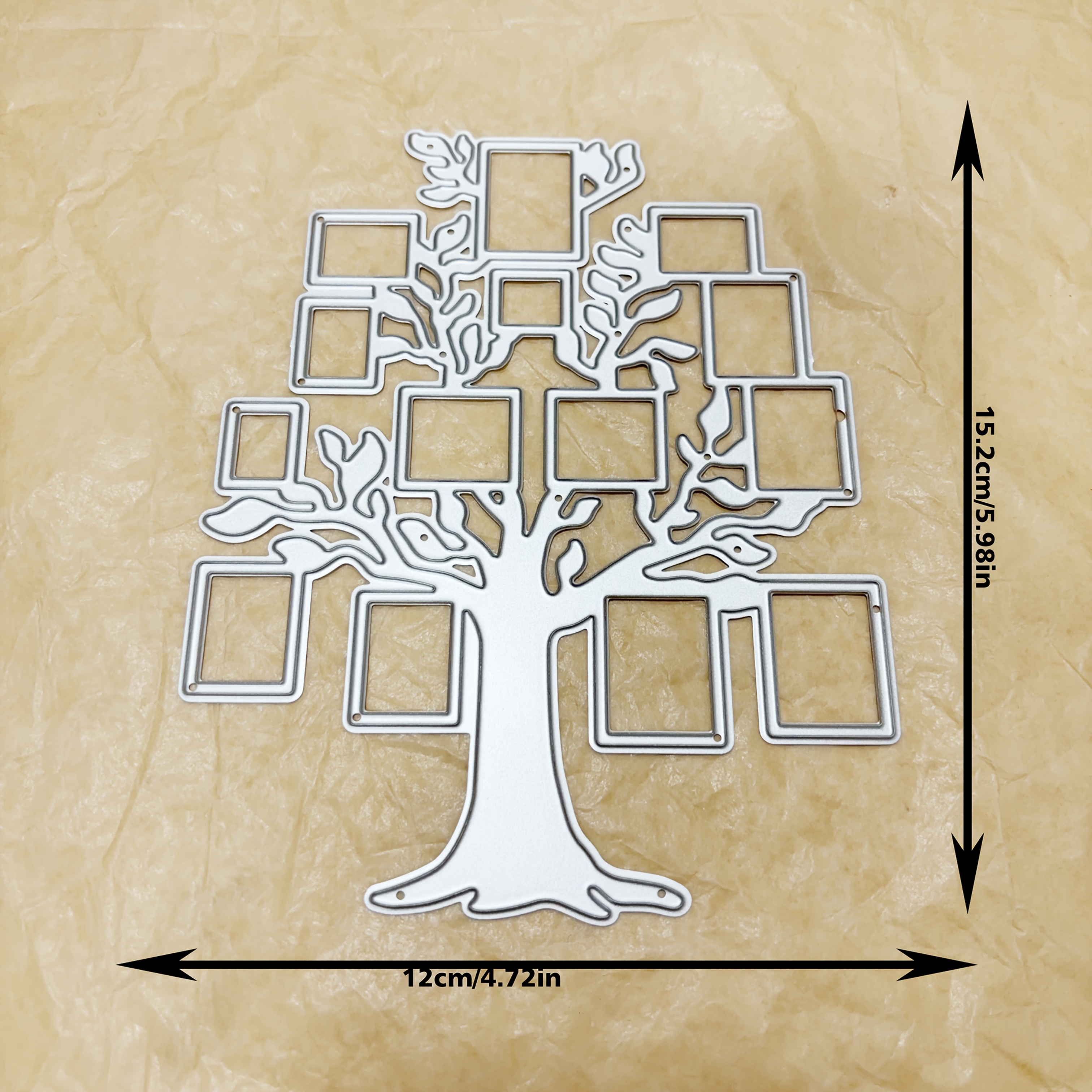 TEMU 1pc A Tree Of Life Photo Frame Metal Cutting Die Featuring A Detailed With Vibrant Images, Perfect For Scrapbooking, Card Creation, And Crafts.