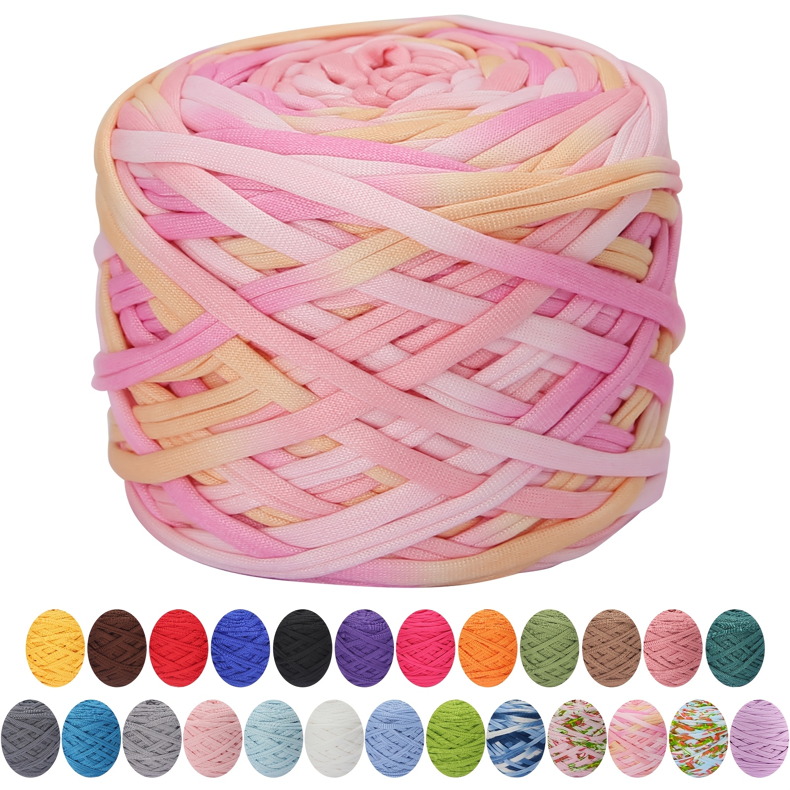 TEMU 1pc Polyester T-shirt Yarn, 2cm Wide, 200g, Multicolor Crafting Yarn For Diy Bags, Blankets, Cushions, Dolls & Handicrafts, Ideal Gift For Craft