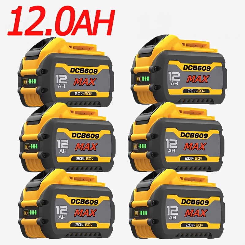 TEMU 6-pack/2-pack, 60v Max 12.0ah Lithium-ion Battery - Compatible With Dw 20v/60v Tools, Replacement Battery For Dcb606, Dcb609, Dcb612, High