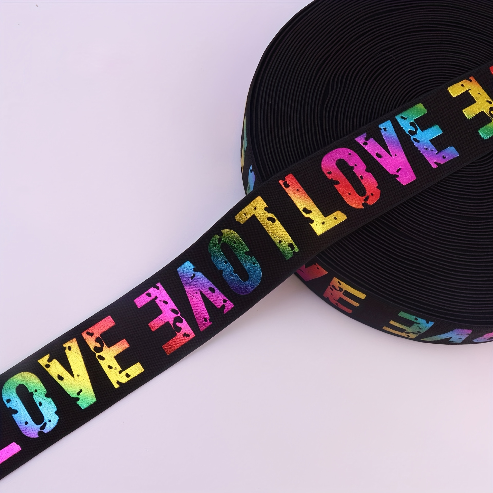E-shop Ein Paket mit 3 Yards/108 Zoll Elastischem Band mit Liebesmuster, 20mm/40mm Hochelastischer Taillenbund zum Selbermachen, Geeignet für Kleidung,