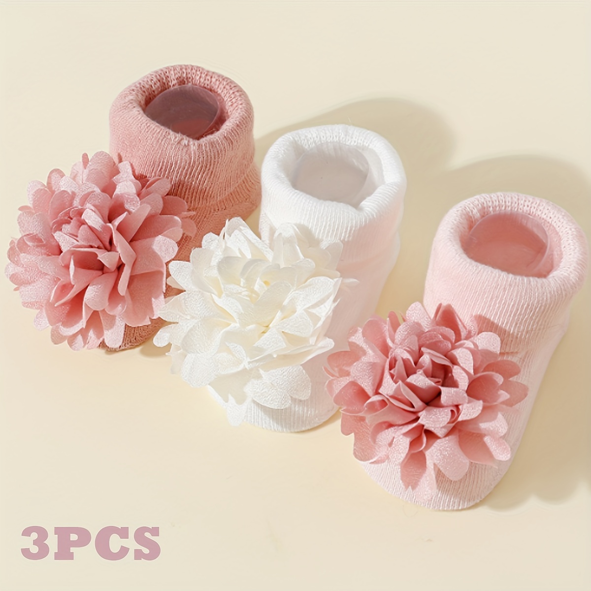 

3 Pairs Baby Girls Flower Lace Low Cut Crew Socks, Breathable Comfy Casual Socks Simple Fashion Sports Socks