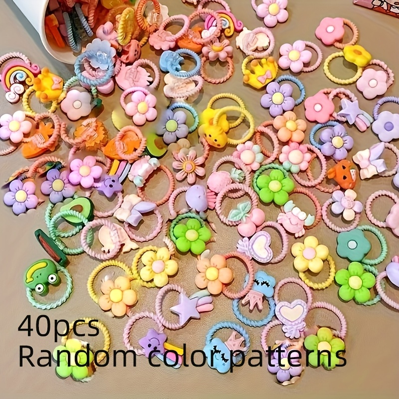 40pcs Cute Hair Tie Set - Colorful Elastic Hair Bands For Ponytails And Braids, Random Colors And Patterns