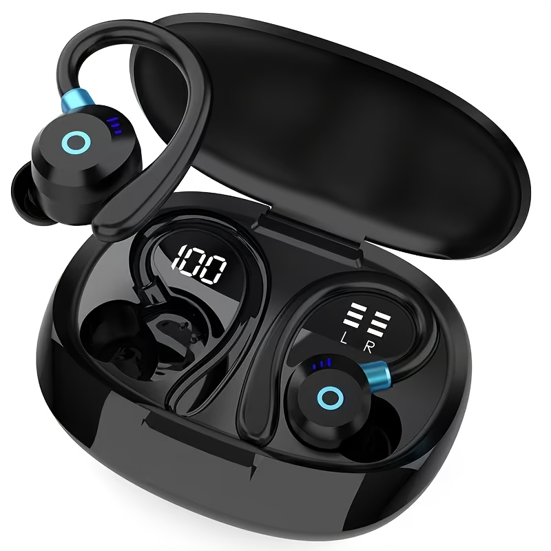 TEMU Hearnice Ear Buds Wireless Earbuds Bluetooth Headphones With 80h Playtime Led Display Case, Over-ear Hook With Mic, , Controls, Sports Earphones