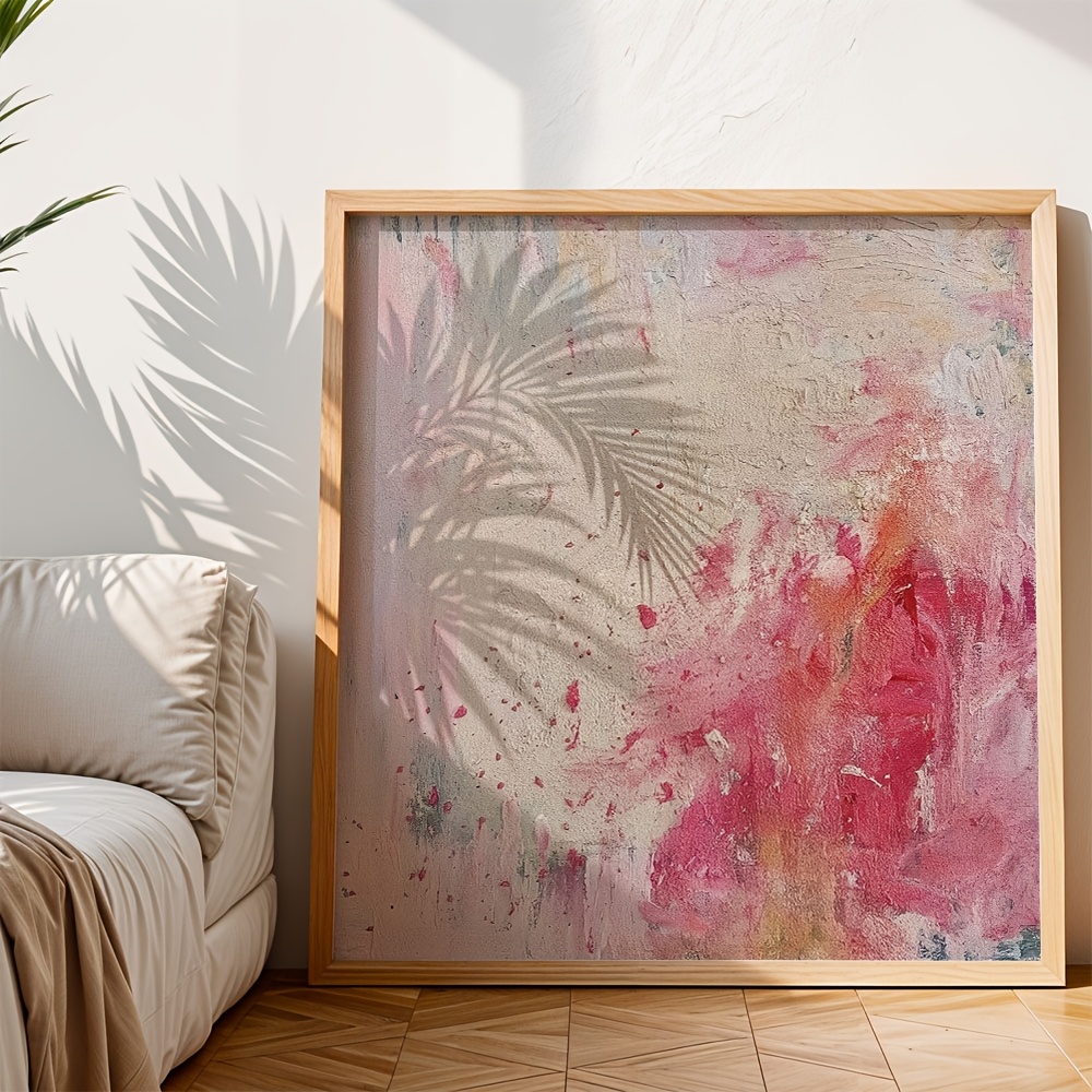 TEMU 2D Flach, ., Wandkunst, Vintage-Poster, Abstrakte rosa Wandkunst, Großes rosa Textur-Malerei, Rosa Abstraktes Gemälde, Beige Leinwandkunst,