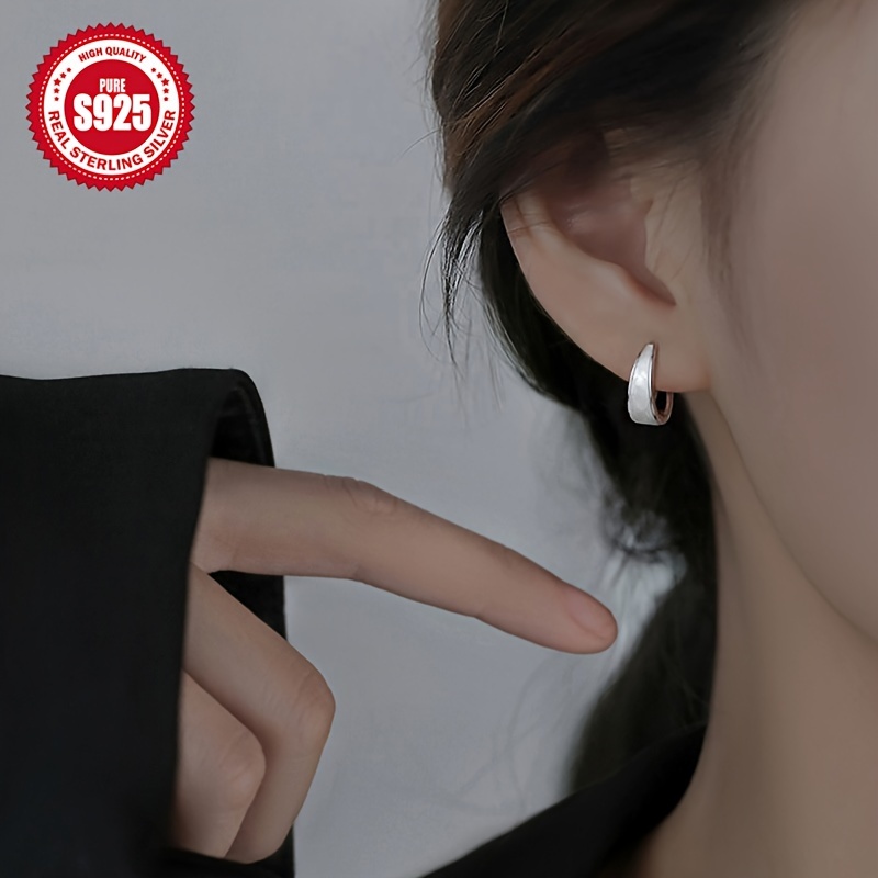 S925 Hypoallergenic Plain Ring Earrings Classic Gift