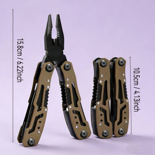 item picture 1pc 15 in 1 multi functional folding pliers tool edc portable repair gadget portable edc integrated saw teeth bottle opener hexagonal screwdriver double sided steel file function without knife
