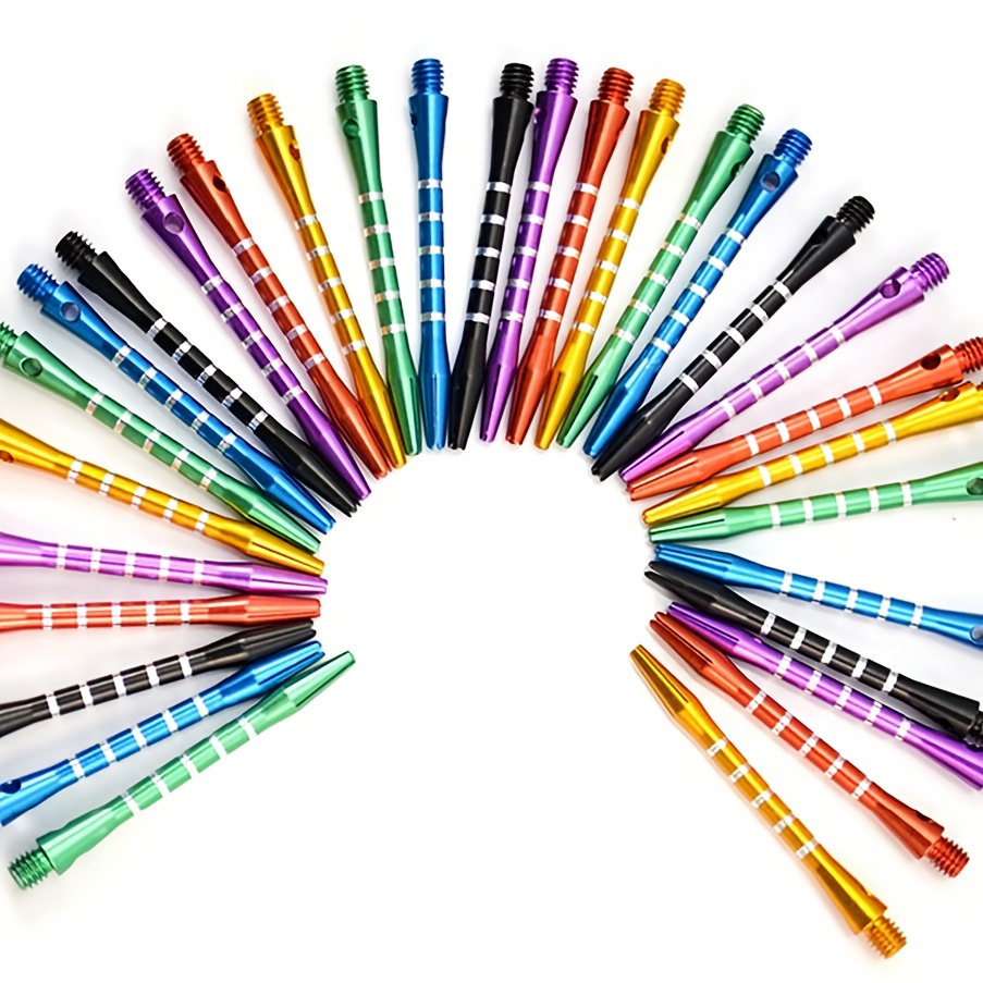 30pcs Mixed Color Knight Dart Universal 2BA Dart Rod | Straight Stripe, Aluminum Alloy, Indoor Sports