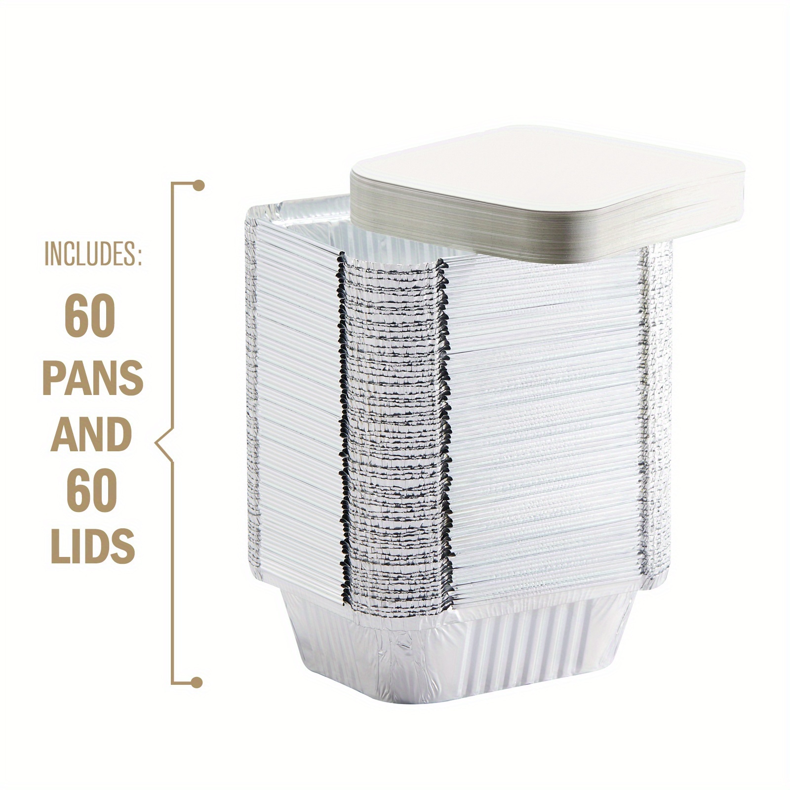 TEMU 60 Pack Small Aluminum Foil Pans With Lids - Disposable Mini Food Containers Suitable For Meal Prep, Freezing, Takeout, Leftovers - Durable