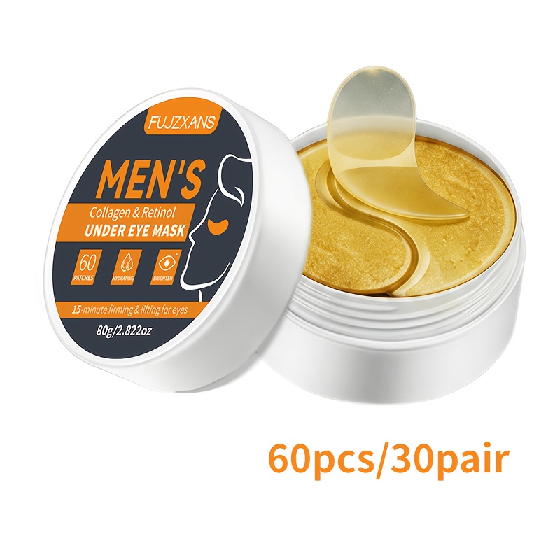 Image of Men's Retinol & Collagen Eye Mask - 60pcs ( 30 Pairs) Per Box - Brightening & Firming Vitamin A Under-eye Patches