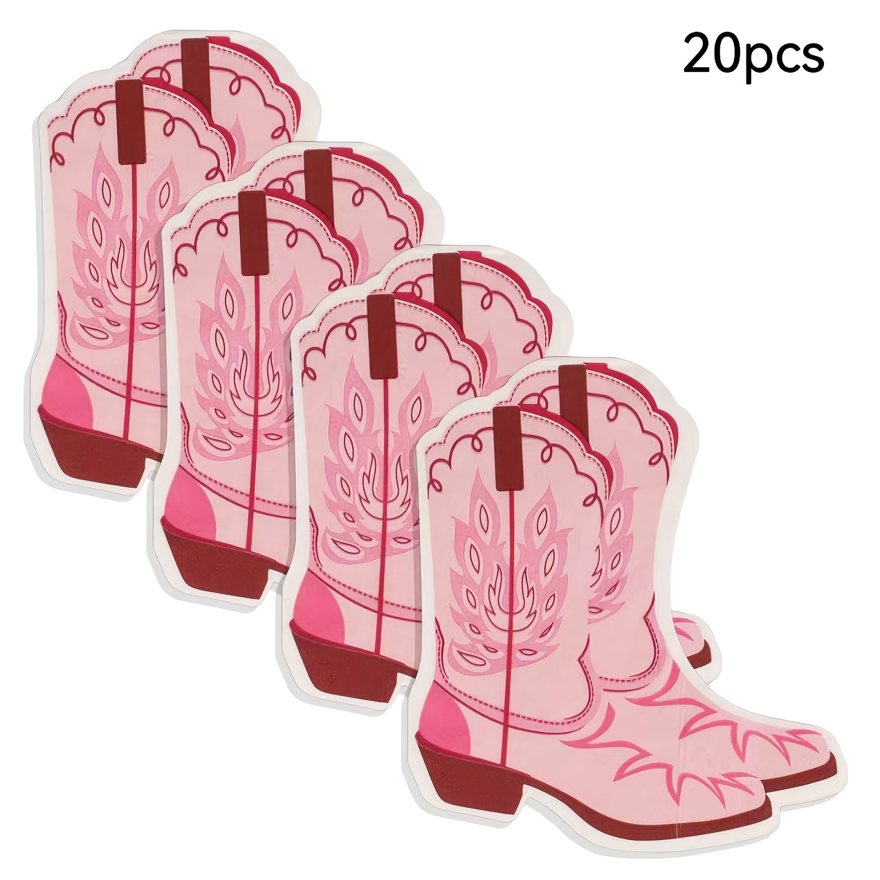 TEMU Lot de 20 serviettes, 2 épaisseurs, douces, à motif de bottes de beauté, taille dépliée 29 cm x 32 cm, convient pour : , thés dansants, fêtes