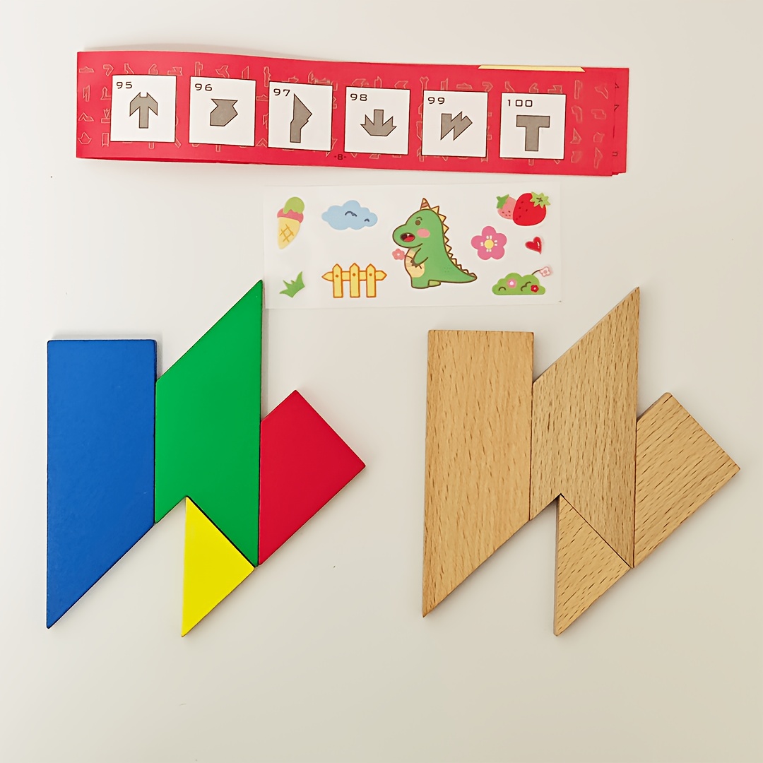 Wooden T-Shaped Puzzle And Sticker Set, Stress Relief Game