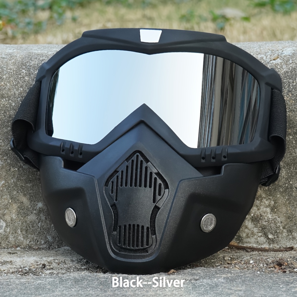 motorcycle mask goggles single piece 135 5g lightweight pc material 18cm full     lens colors green clear red blue white gray ventilated for riding outdoor