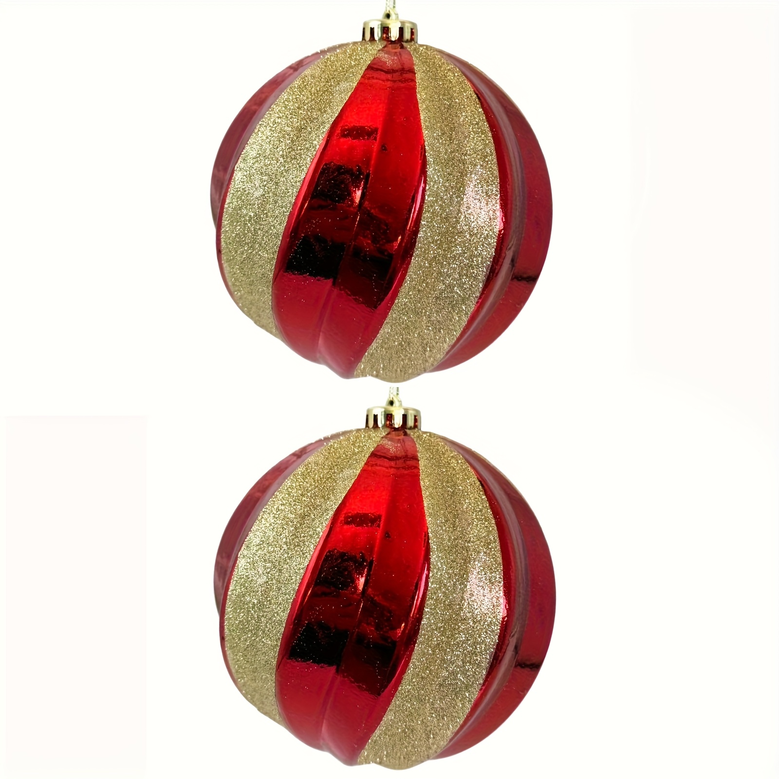 Image of 2pcs Large 15cm/6inch Christmas Balls Ornaments, Red Golden Christmas Tree Decorations, Shatterproof Christmas Hanging Balls Set For Xmas Party Wedding Holiday Decor