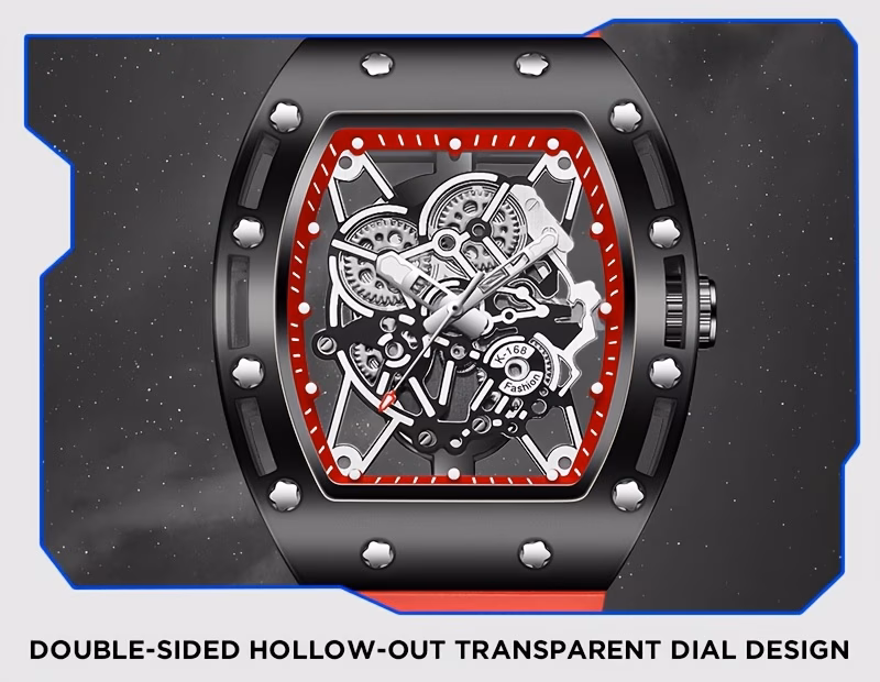 mens sporty fashion quartz watch trendy hip hop style with large dial gear design fashionable and trendy luminous display shaped silicone mens watch electronic quartz movement ideal gift for friends suitable for business or casual Product details 2
