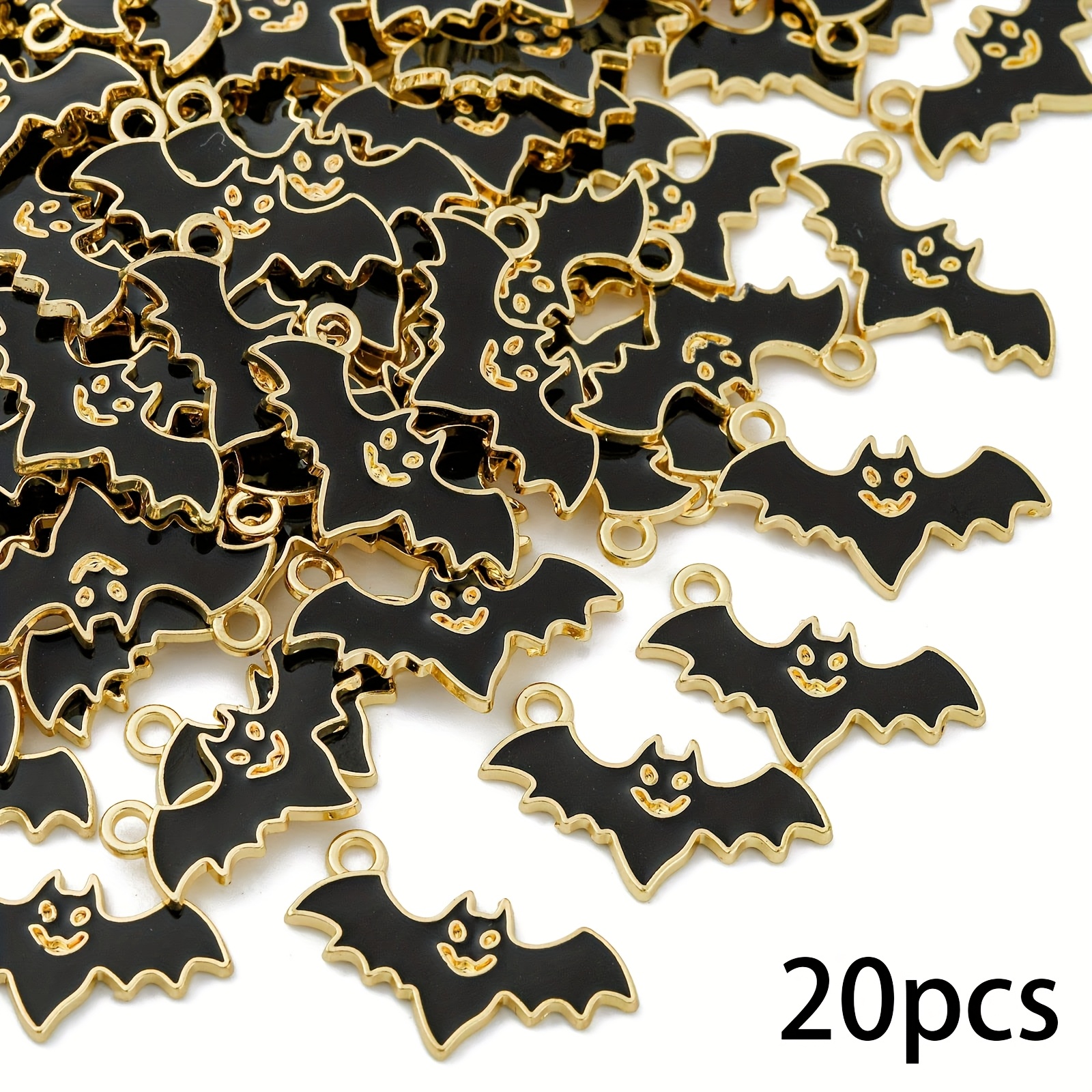 TEMU 20 pièces Charmes Chauve-Souris Noires en Émail - Animaux Sanguinaires de la - Charmes Effrayants pour Création de Bijoux, Bracelets en Gros