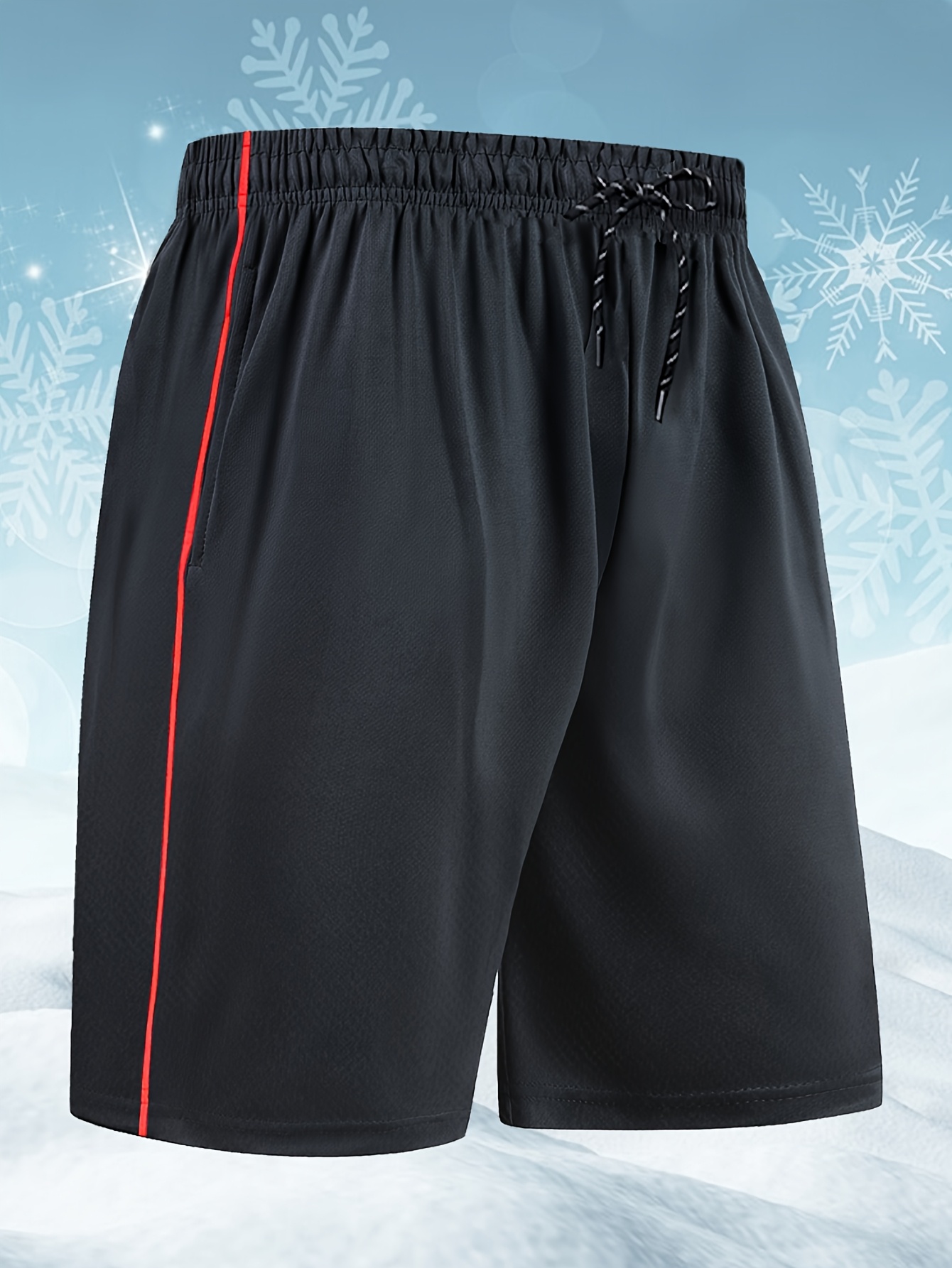 Large Size Men's Spliced Color-Blocking Quick-Drying Shorts, 2 Pockets with Elastic Waist Rope Design, Men's Fitness Sports Outdoor Casual Wear, PLUS SIZE