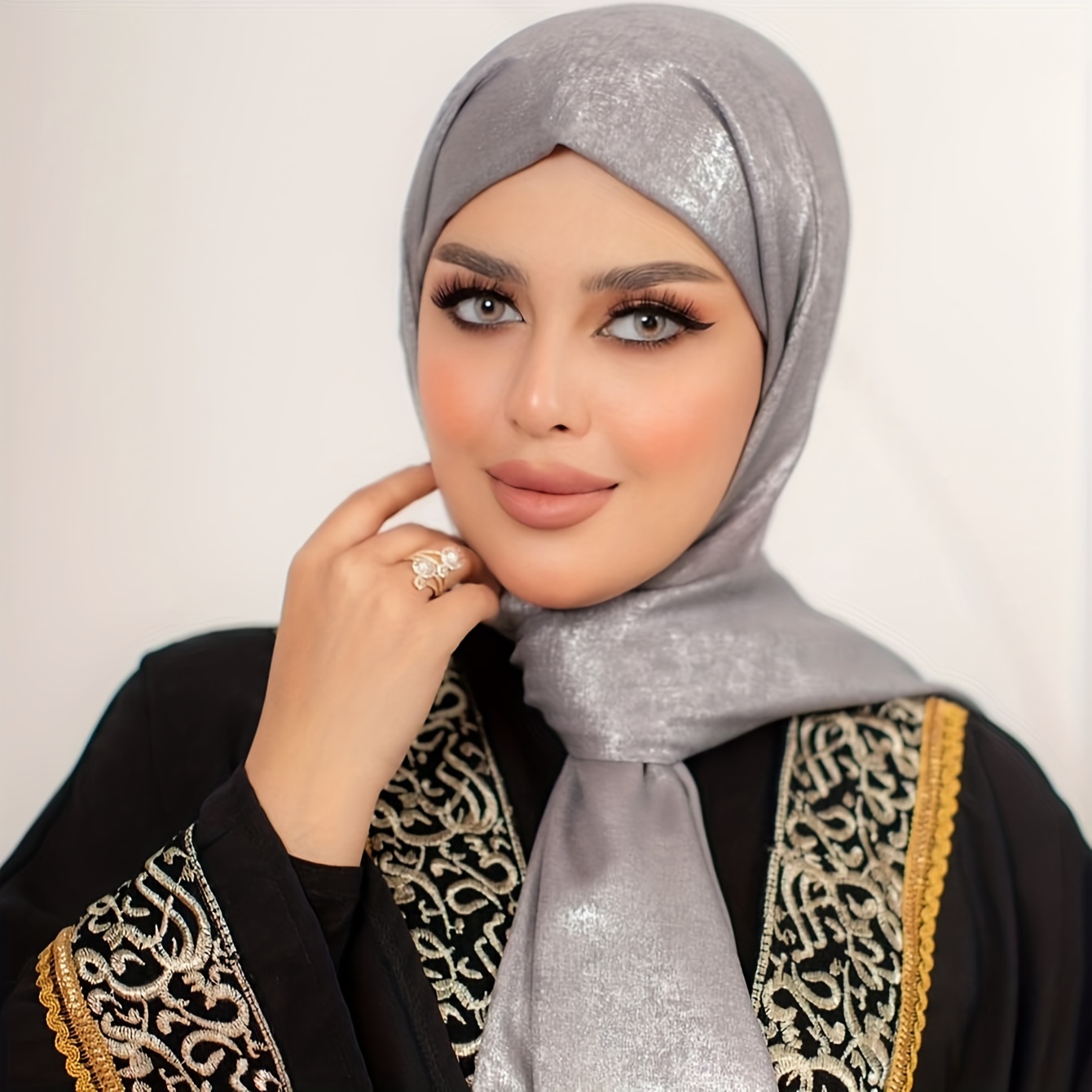silver satin hijab