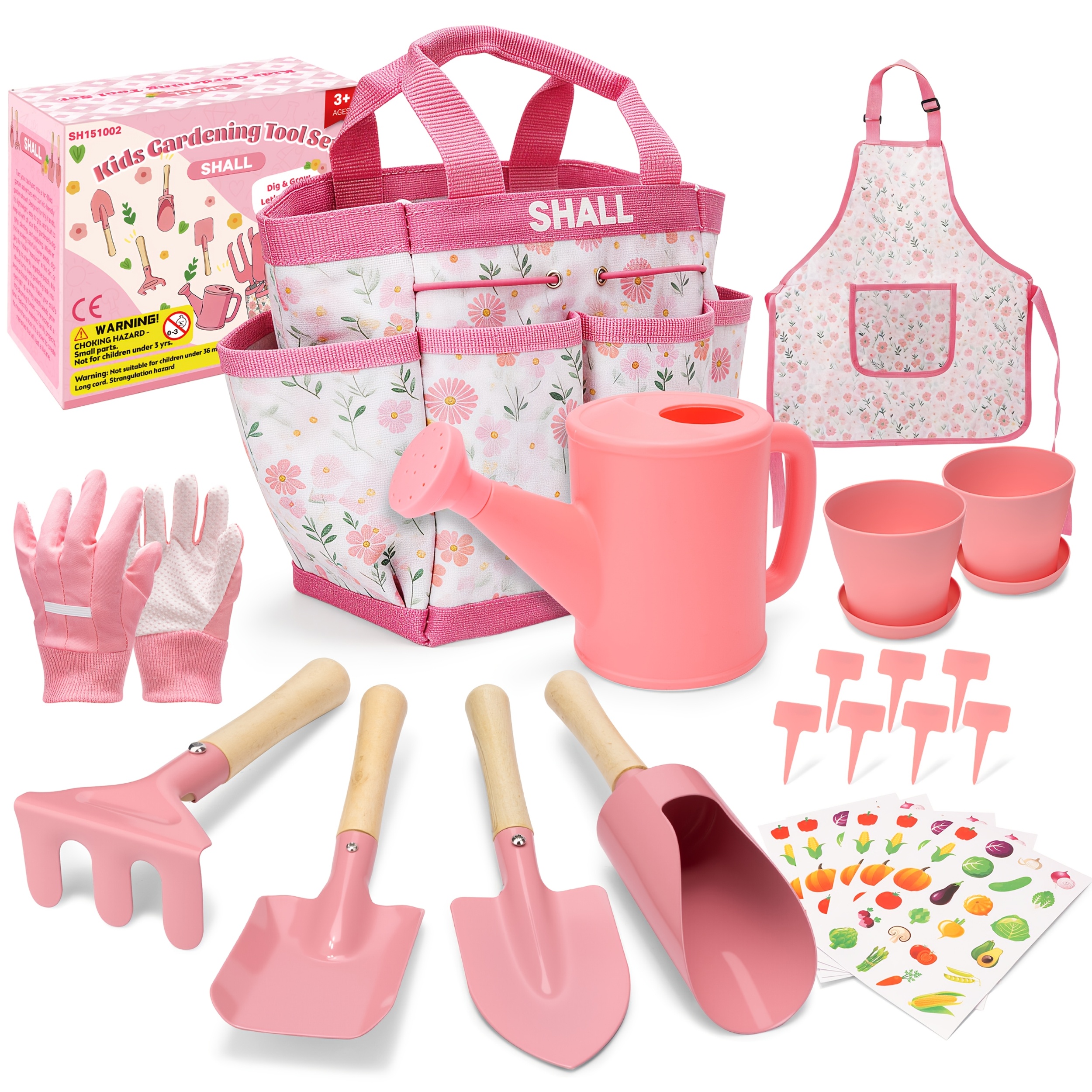 Temu – TEMU Tool Set Shall 21pcs Kids Gardening Tool Set – Pink Gardening Tools For Girls With Apron, Tote Bag, Watering Can, Gloves, Shovels, Rake, Plant