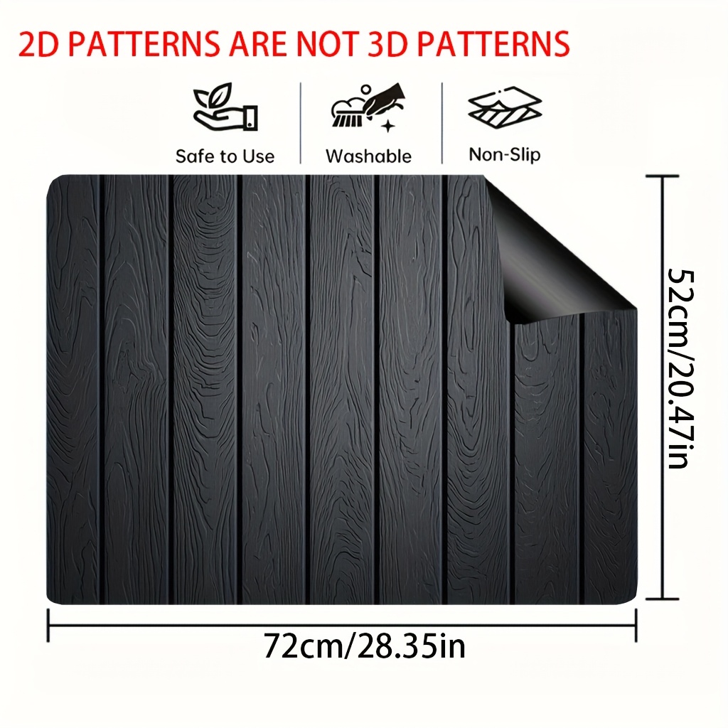 TEMU 1pc, Tapis de protection pour cuisinière à impression plate 2D, Texture de grain de bois , Tapis de séchage polyvalent pour comptoir de cuisine