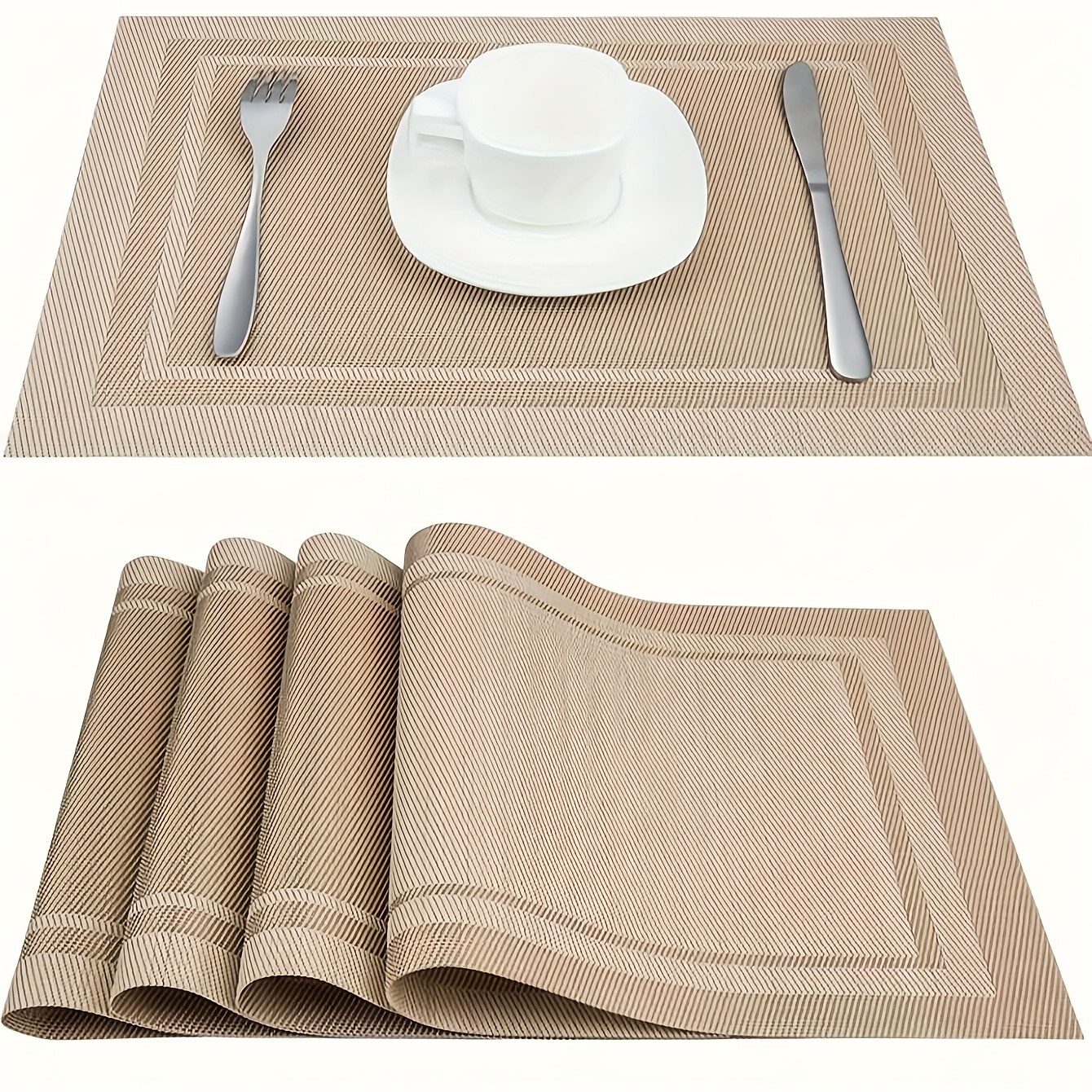 4pcs Heat-resistant, Washable & Non-slip Placemats - Durable Pet Material For Kitchen & Dining Table Decor