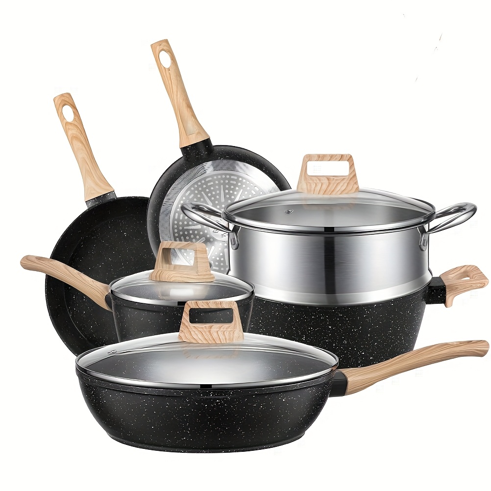 TEMU Pot And Pan Set, 12pcs Cooking Pot Set, & Pfos-free Pot Set Induction, Cooking Pot Set For Cooking, Frying And Cooking