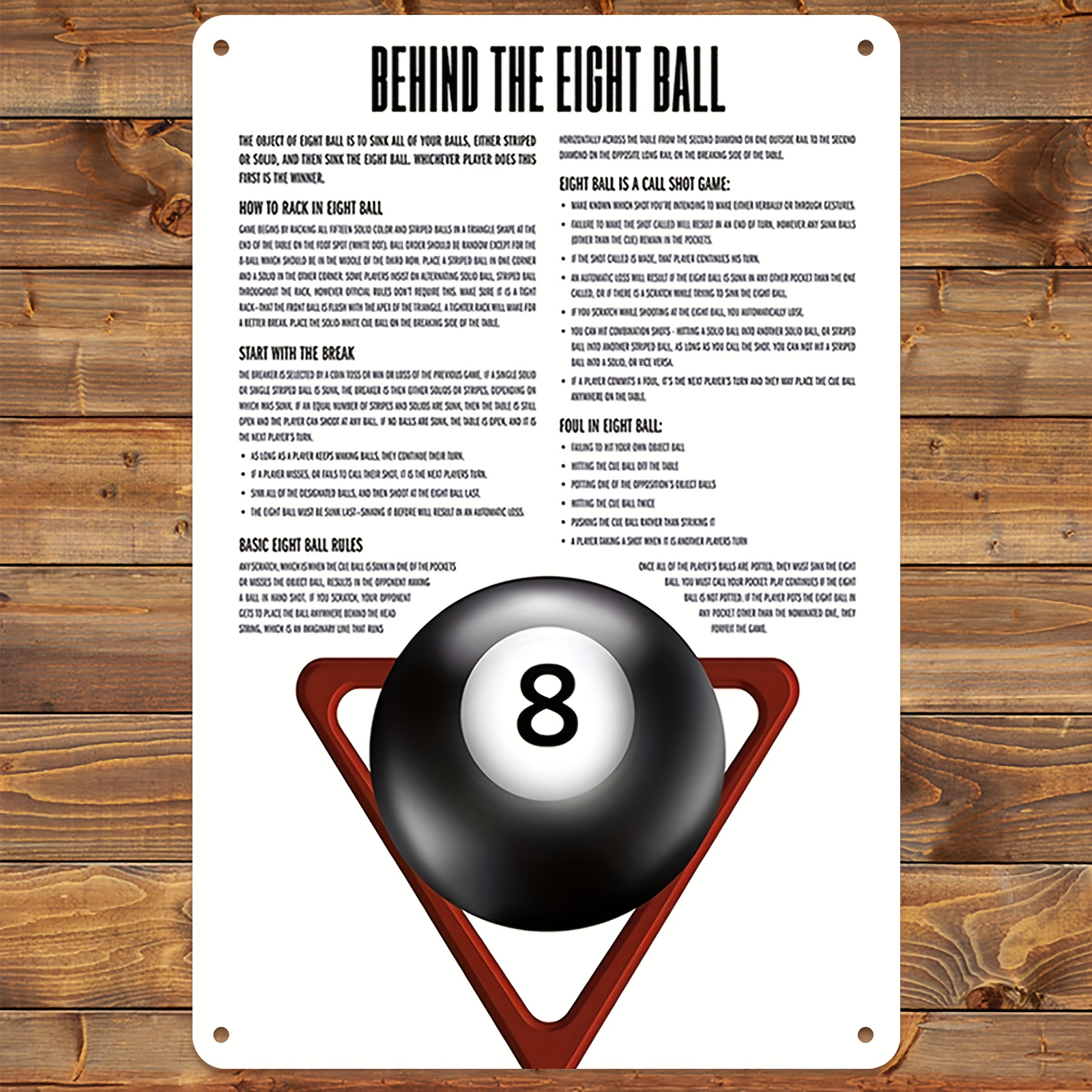 8 Ball Pool Rack Rules