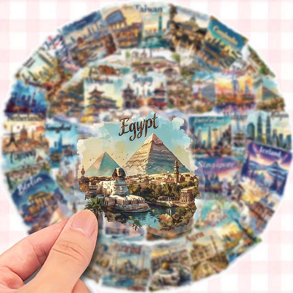 50 Sheets World Travel Graffiti Sticker Painting Hand Account Decoration Guitar Notebook Helmet Skateboard Suitcase Phone Computer