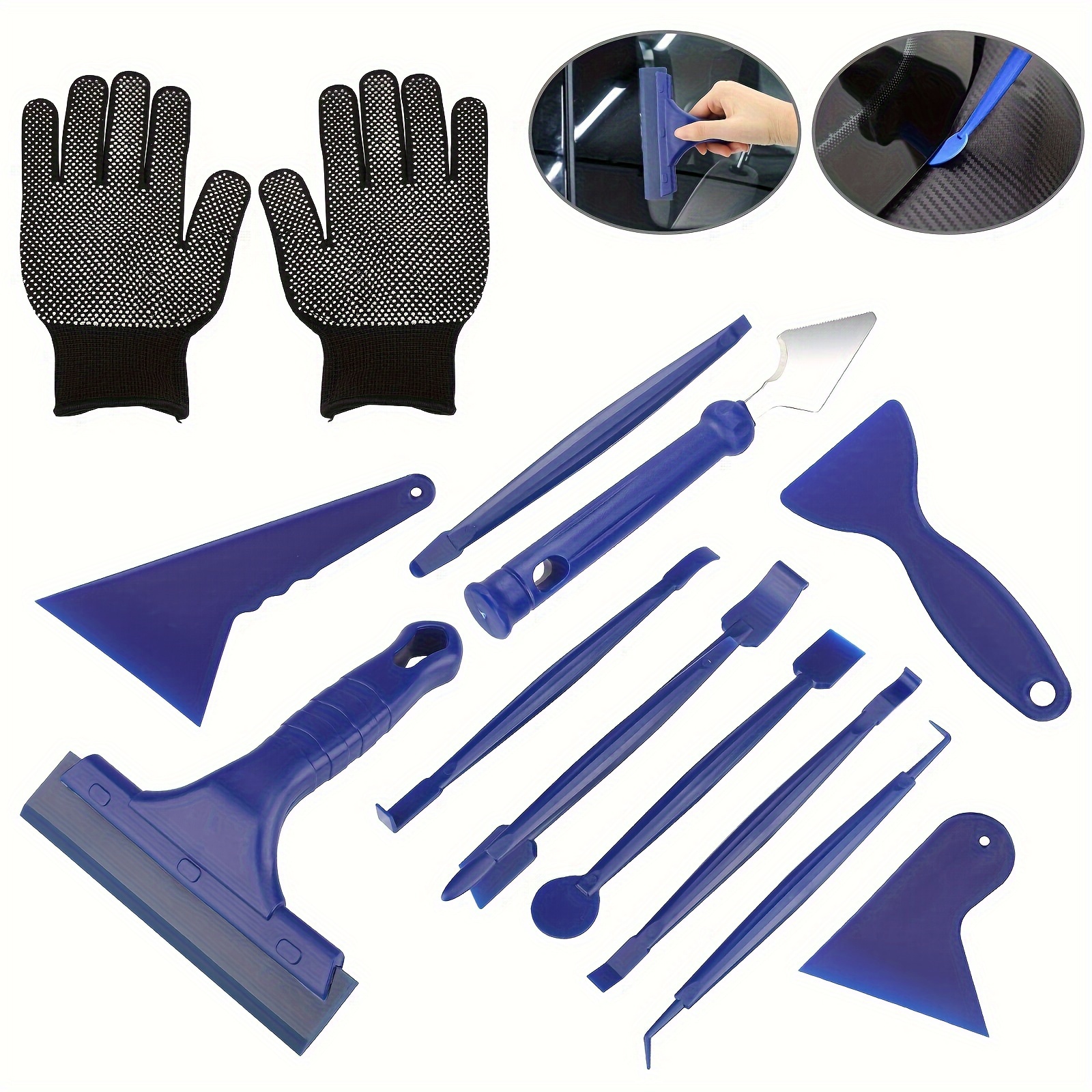 TEMU 13pcs/set Diy Window Tint Tool Kit, Car Wrapping Vinyl Tool Kit, Cutting Gloves Squeegee Scraper Tools Kit