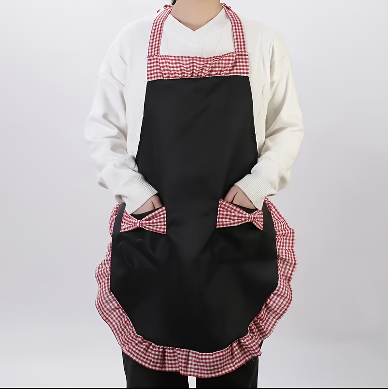 adjustable apron ruffle neck pockets lolita style simple Temu