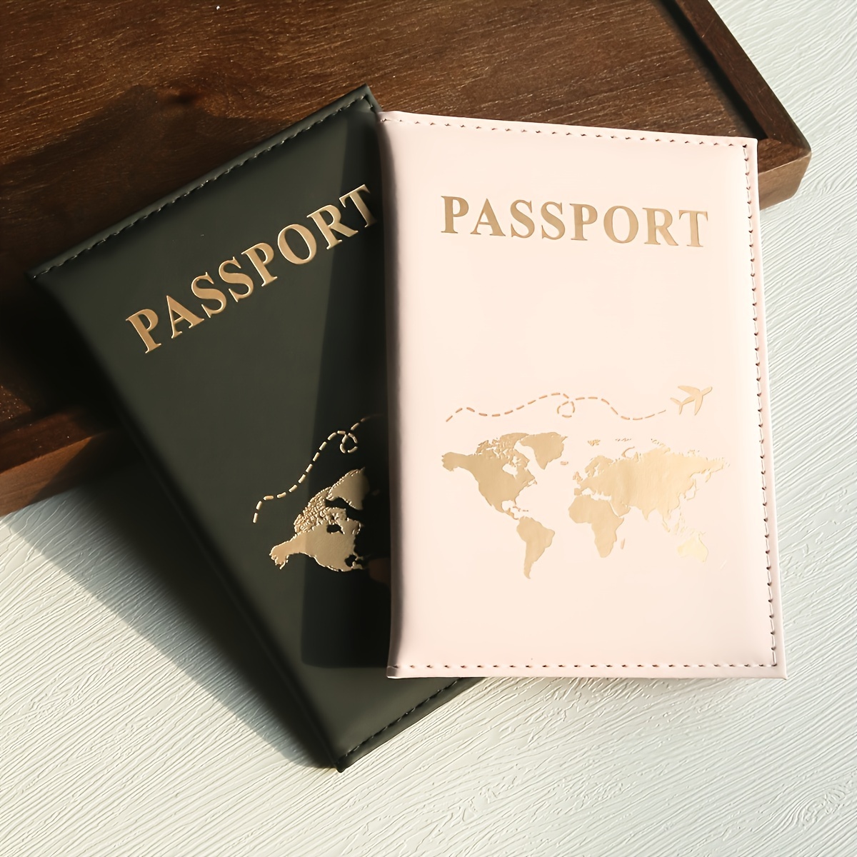 2pcs Faux Leather Passport Cover Passport Protector Passport Holder Passport Cover For International Travel