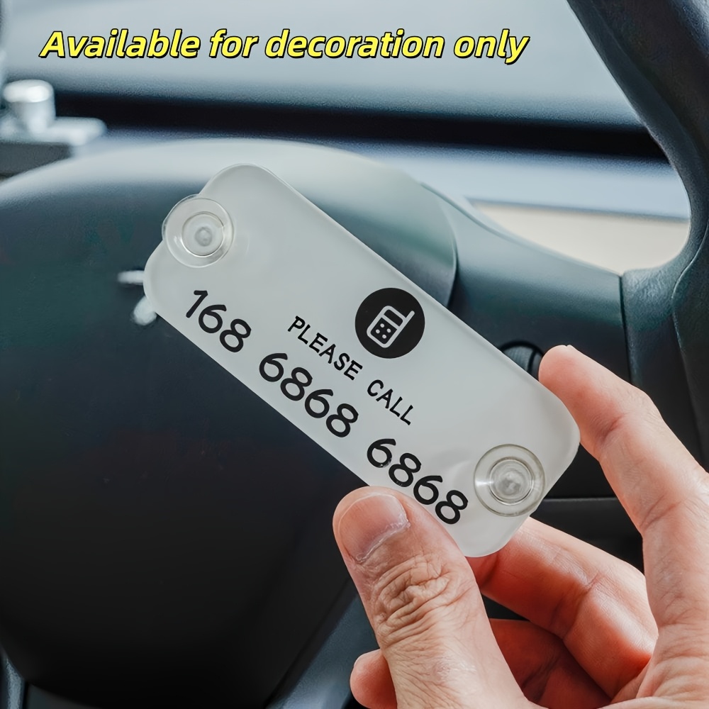 TEMU 1pc Custom 2d Flat Acrylic Car Temporary Parking Number Plate, For Decoration , Aesthetic And Convenient, Suitable For Temporary Vehicle , Used