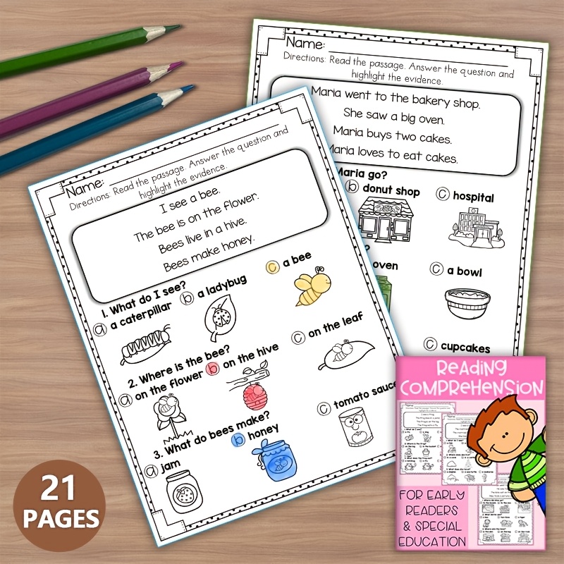 

Reading Worksheets For Early Readers & - 21 Pages, Fun Stories & Activities For , Homeschool & Classroom Use