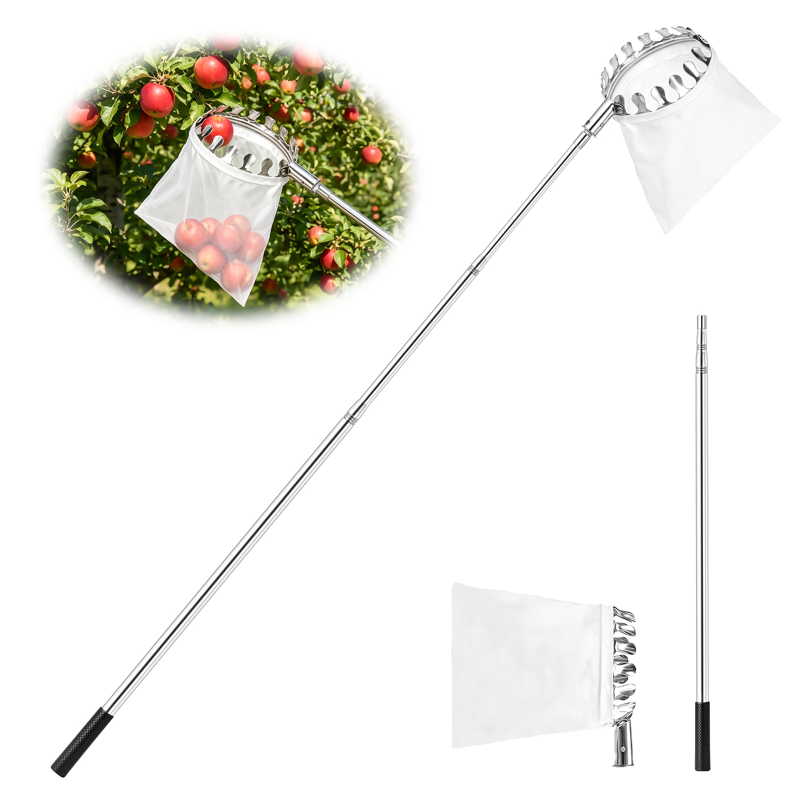 Manual Fruit Picker, Telescoping Fruit Picker, Gardening Fruit Picker, Adjustable Length, High-strength Aluminum Alloy Pole, Suitable For Fruit Tree Harvesting