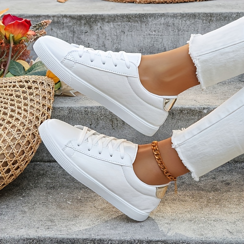 

Women's Trendy Flat Sneakers, Casual Lace Up Outdoor Shoes, Comfortable Fashion Shoes For Daily Wear