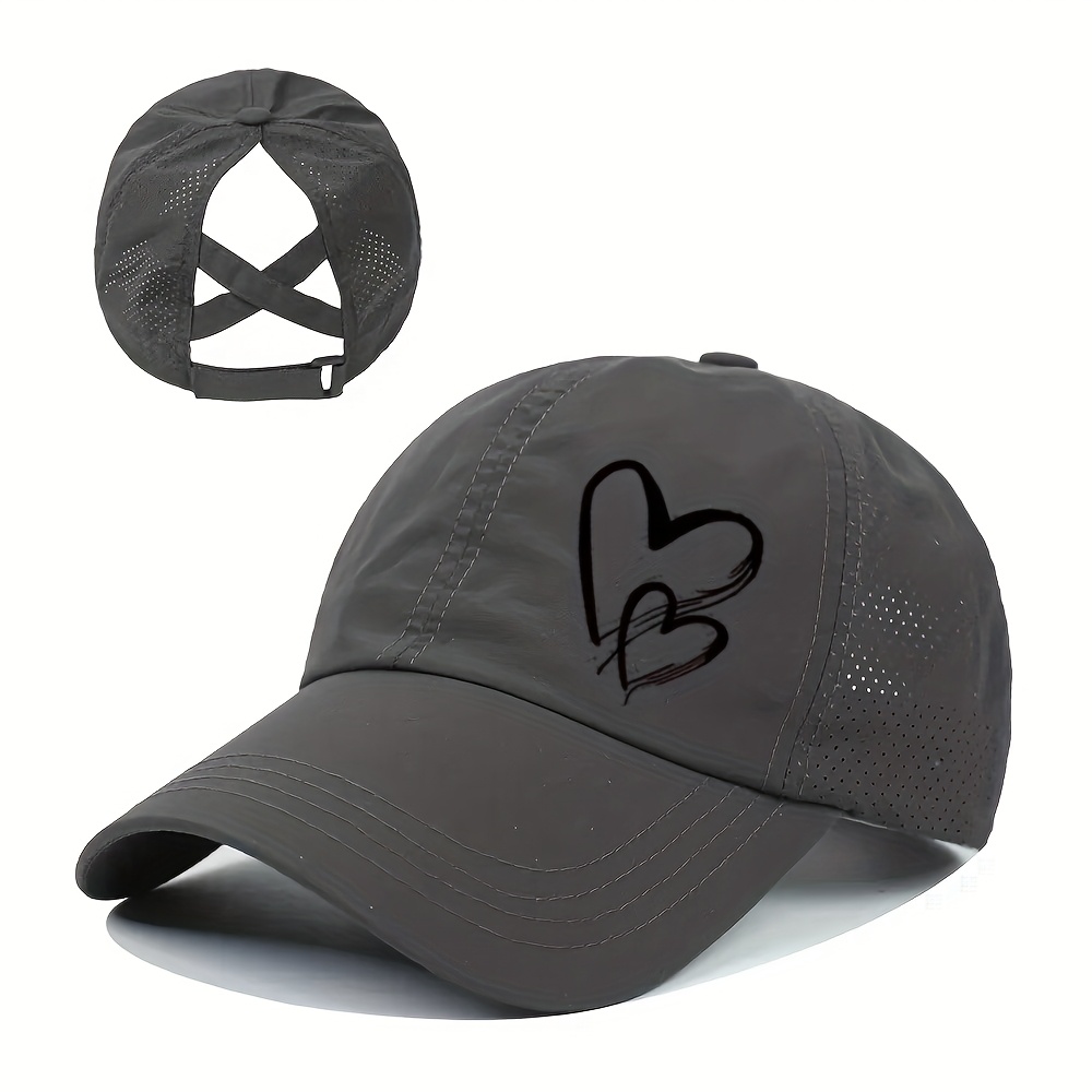 Ponytail Heart Print Quick-dry Hat Women's Outdoor Sports