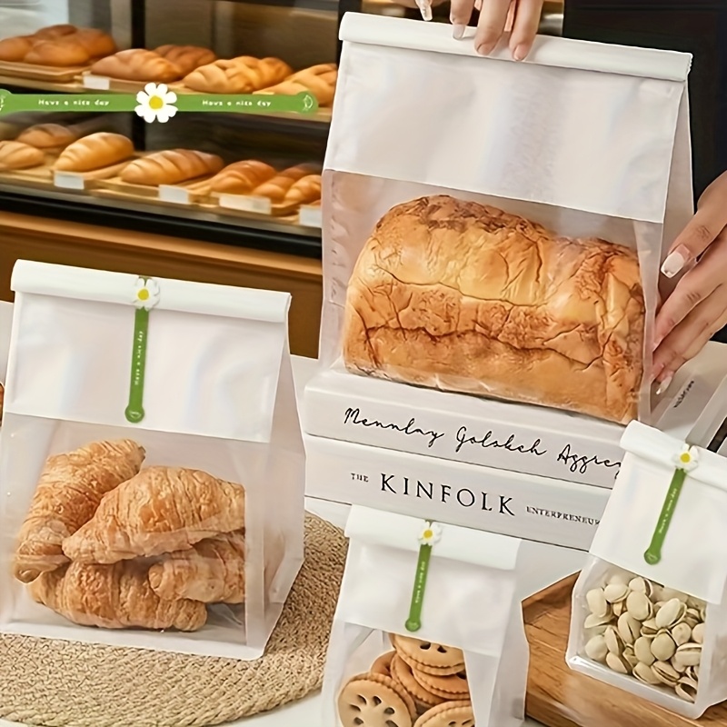 50 bread bags. purchase bags and   stickers as a gift.     with wire and sealed, and   reused. suitable for bread, toast, baked goods and  . bakery, kitchen, essential for travel 0