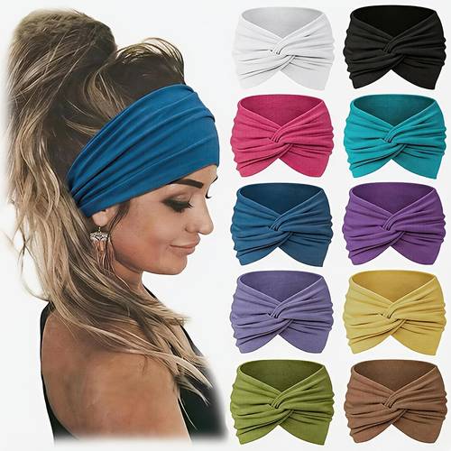 10 bandeaux de style bohème, accessoires de cheveux pour femme, foulards -dérapants, respirants, élastiques et confortables, utilisables pour , , le yoga, et autres occasions, cadeaux de fêtes ou danniversaire