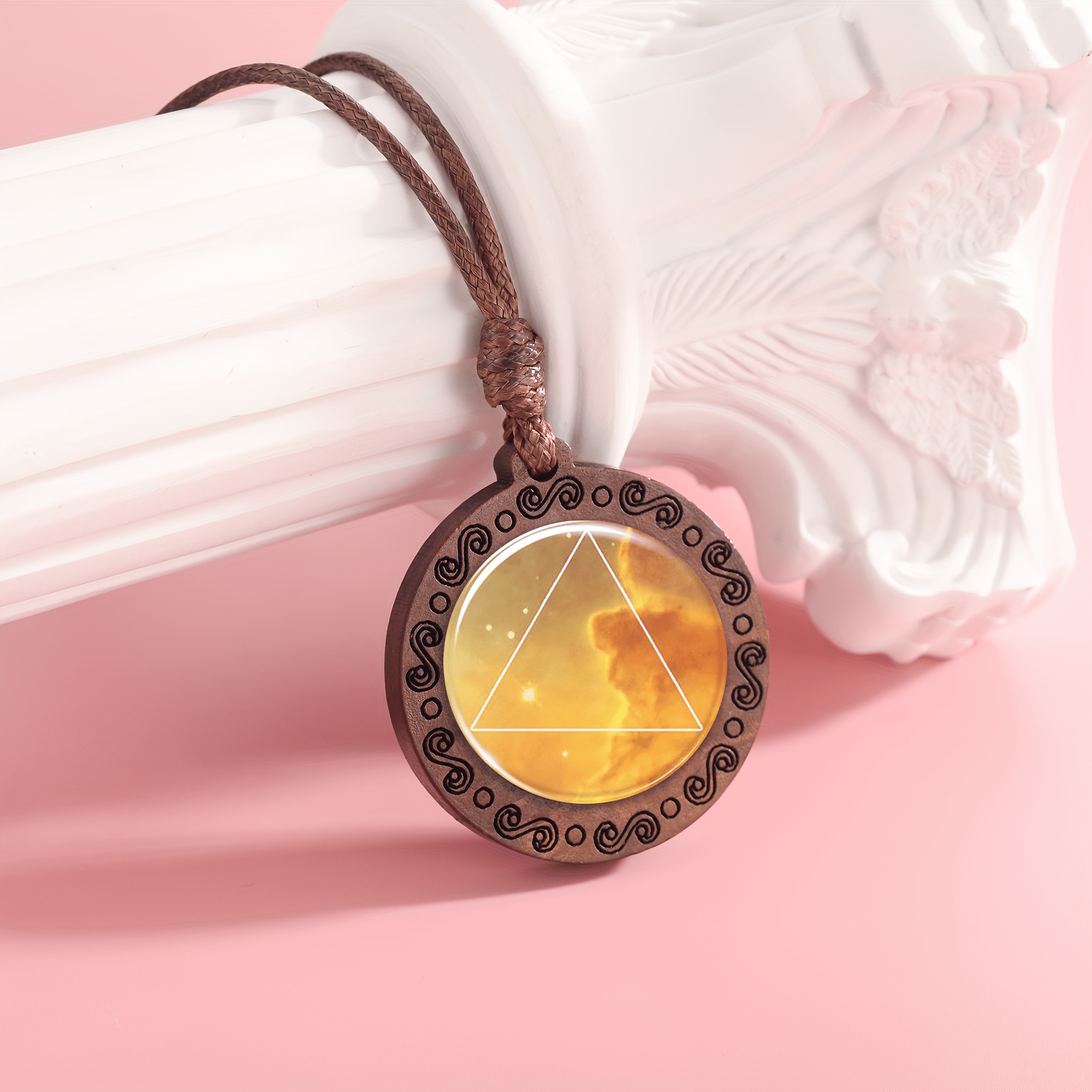 Handcrafted Vintage Necklace with Intricate Carved Gemstone Inlay