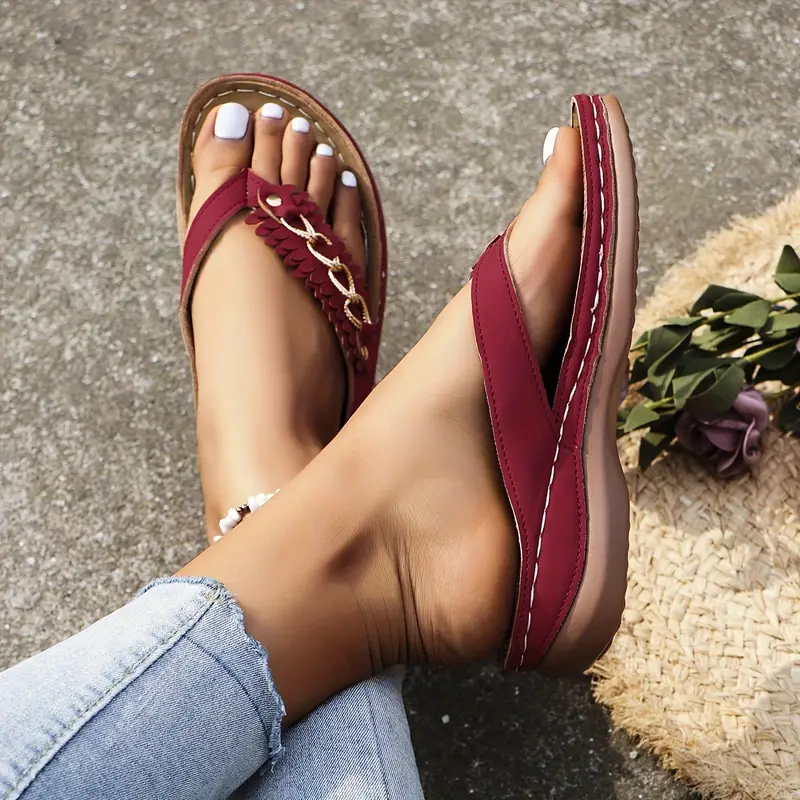 women s chain decor flip flops fashionable soft sole summer 4