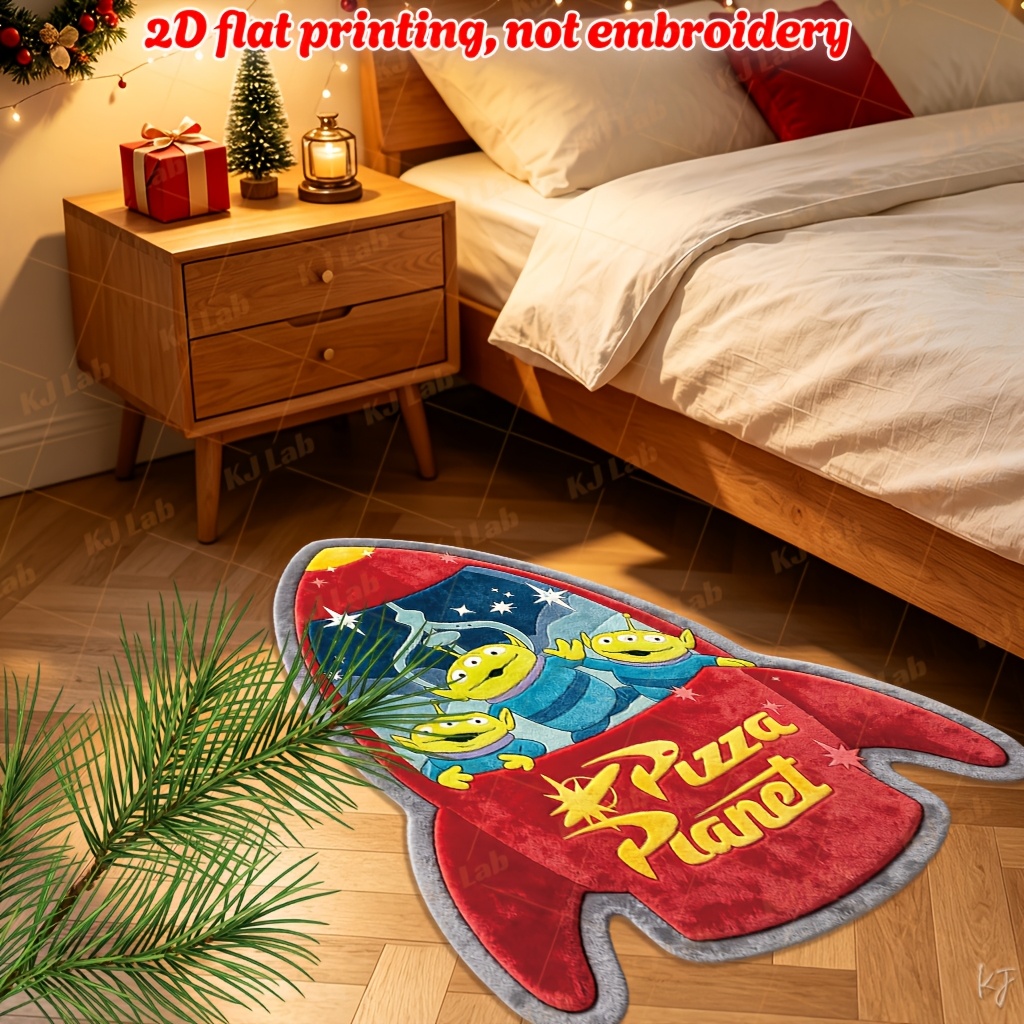 TEMU 2d Flat 1pc Wavy Irregular Floor Mat Yx129 - Toy Story , Rocket Shape, Pattern - Cozy And Cute Long Runner Rug, Soft And Comfortable, Suitable
