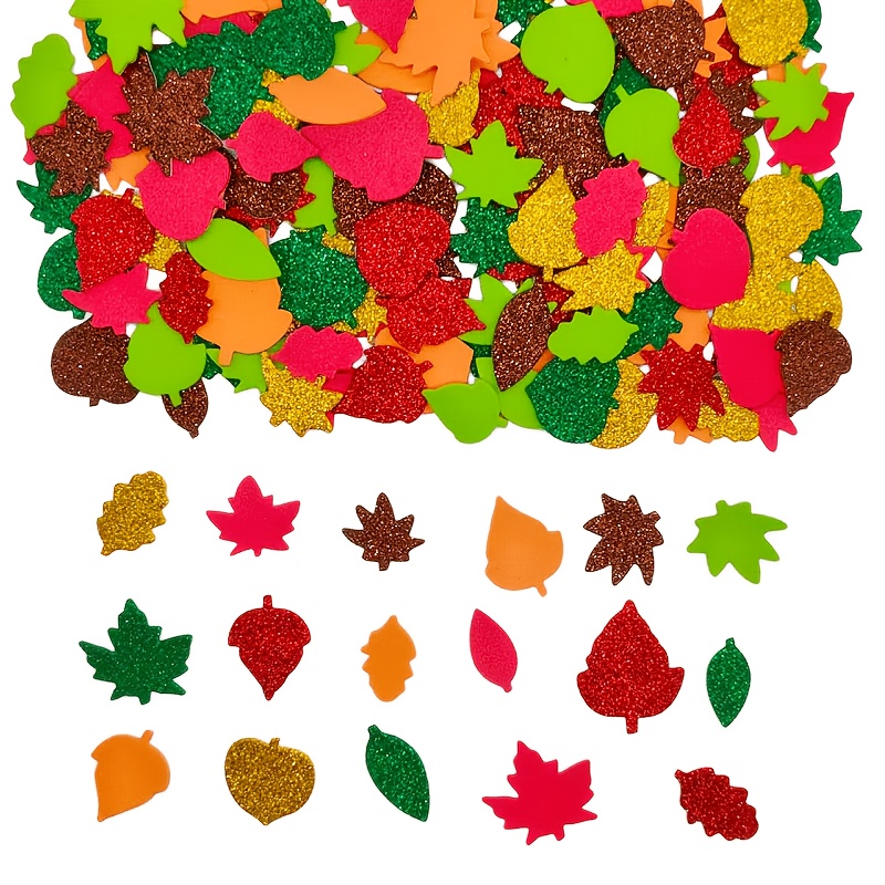 Image of 153pcs Thanksgiving Foam Stickers, Autumn Thanksgiving Glitter Self-adhesive Foam Stickers For Thanksgiving Party Decor