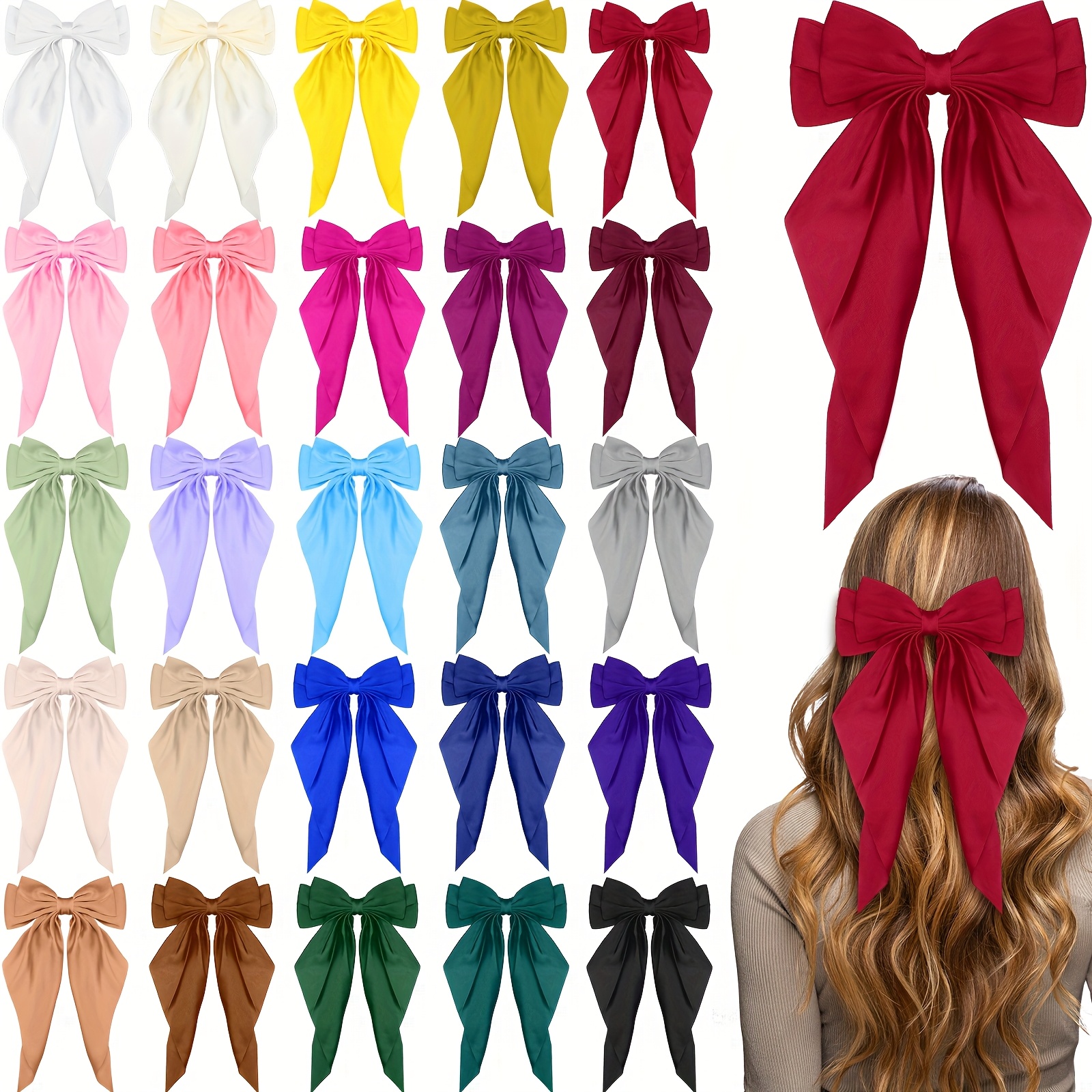 16pcs hair bows bulk for women large hair ribbons oversized  display picture 3