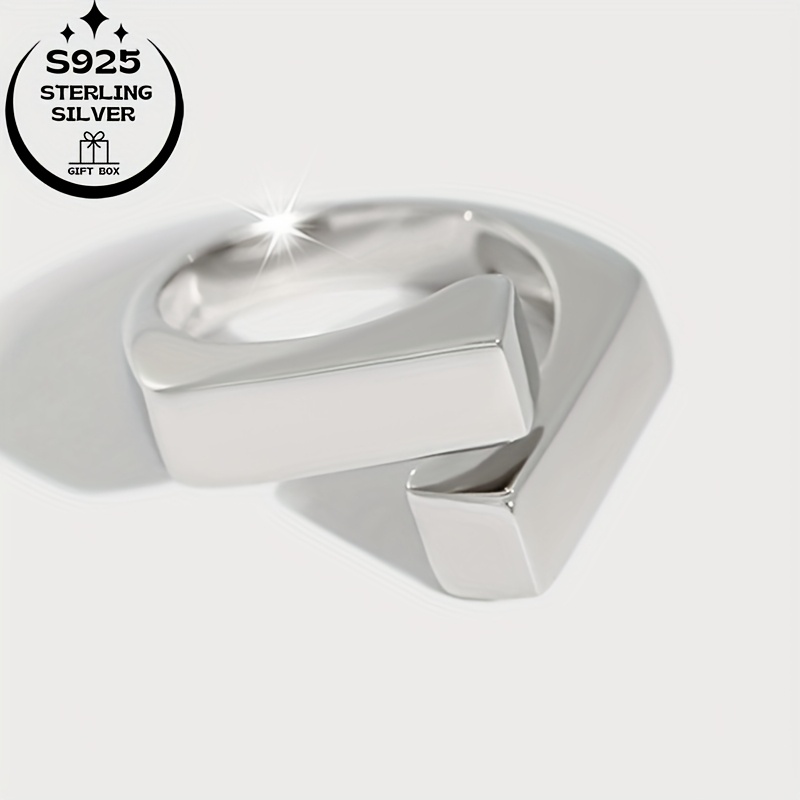 925 Silver Interlocking Square Women's Ring Adjustable