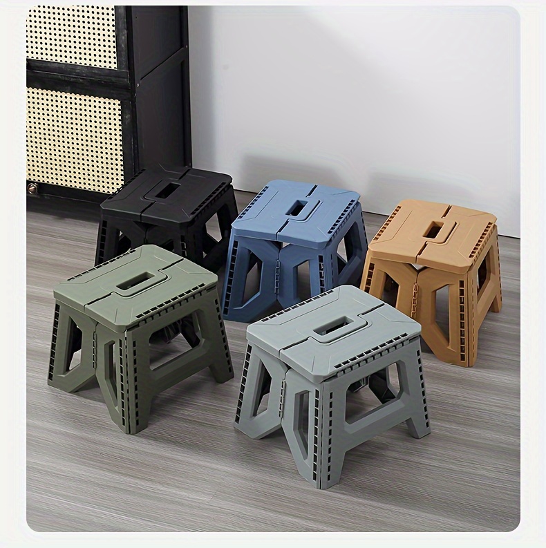 Heavy-Duty Thickened Portable Folding Stool with Handle - 1 Pack Square Plastic Collapsible Stool for Indoor, Gatherings, Picnic, Fishing | Durable PP, Adult-Supporting up to 330lbs, No Electricity or Batteries Needed