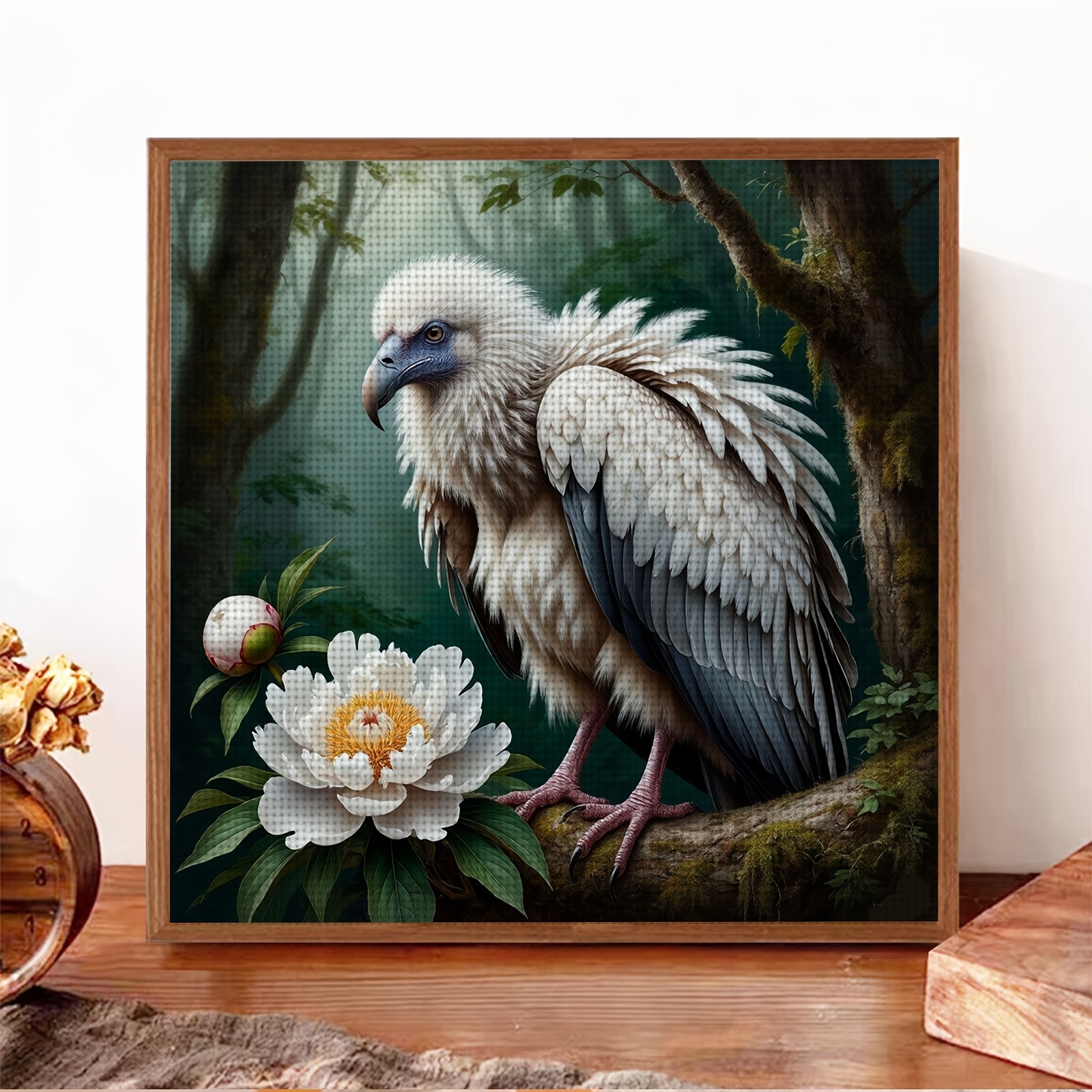 11CT/14CT Printed Cross-Stitch Kit, White Eagle on a Flowering Branch