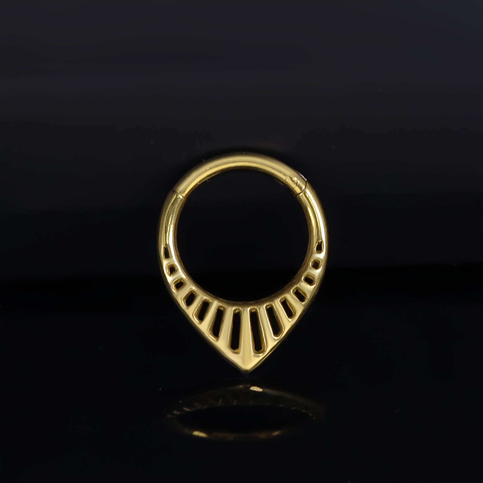 Image of 1pc Of 316l Stainless Steel Teardrop Mesh Piercing Nasal Septum Ring Nose Ring Hinge Cartilage Tragus Concha Ear Helix Earring Body Jewelry, Suitable For Men And Women Daily Wear